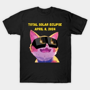 Total Solar Eclipse 2024 Grunge Cat T-Shirt